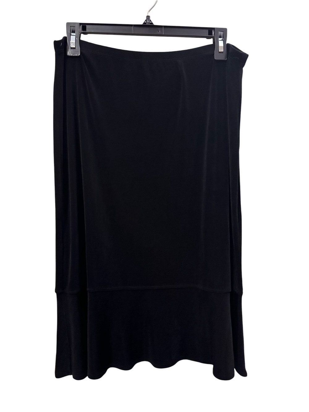 Chico's Black Midi Skirt with Subtle Flounce